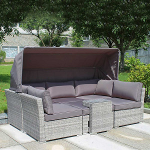 AFM-320G Grey Диван-трансформер из искусственного ротанга Afina