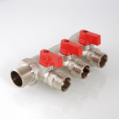 VTc.580.N.0603 Коллектор с отсекающими кранами Valtec 1", 3 х 1/2"  - Вид №7