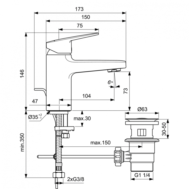 BD212AA Смеситель для раковины Ideal Standard CERAPLAN  - Вид №3