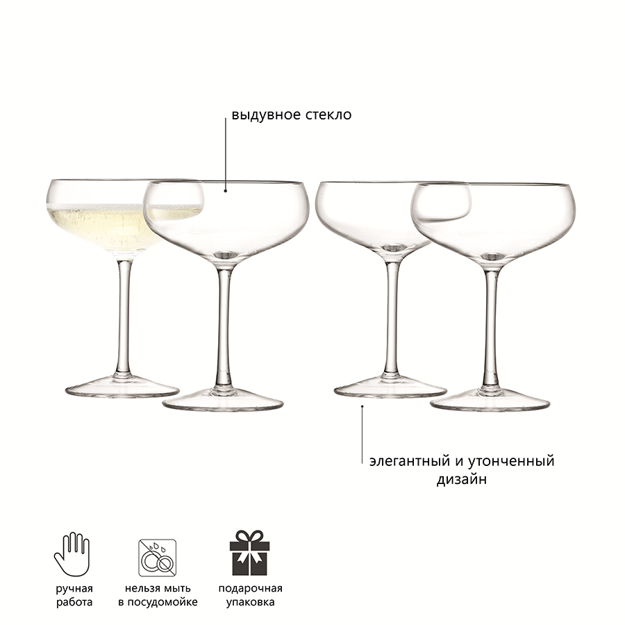 G1154-08-301 Набор бокалов для шампанского wine, 215 мл, 4 шт. LSA International  - Вид №11