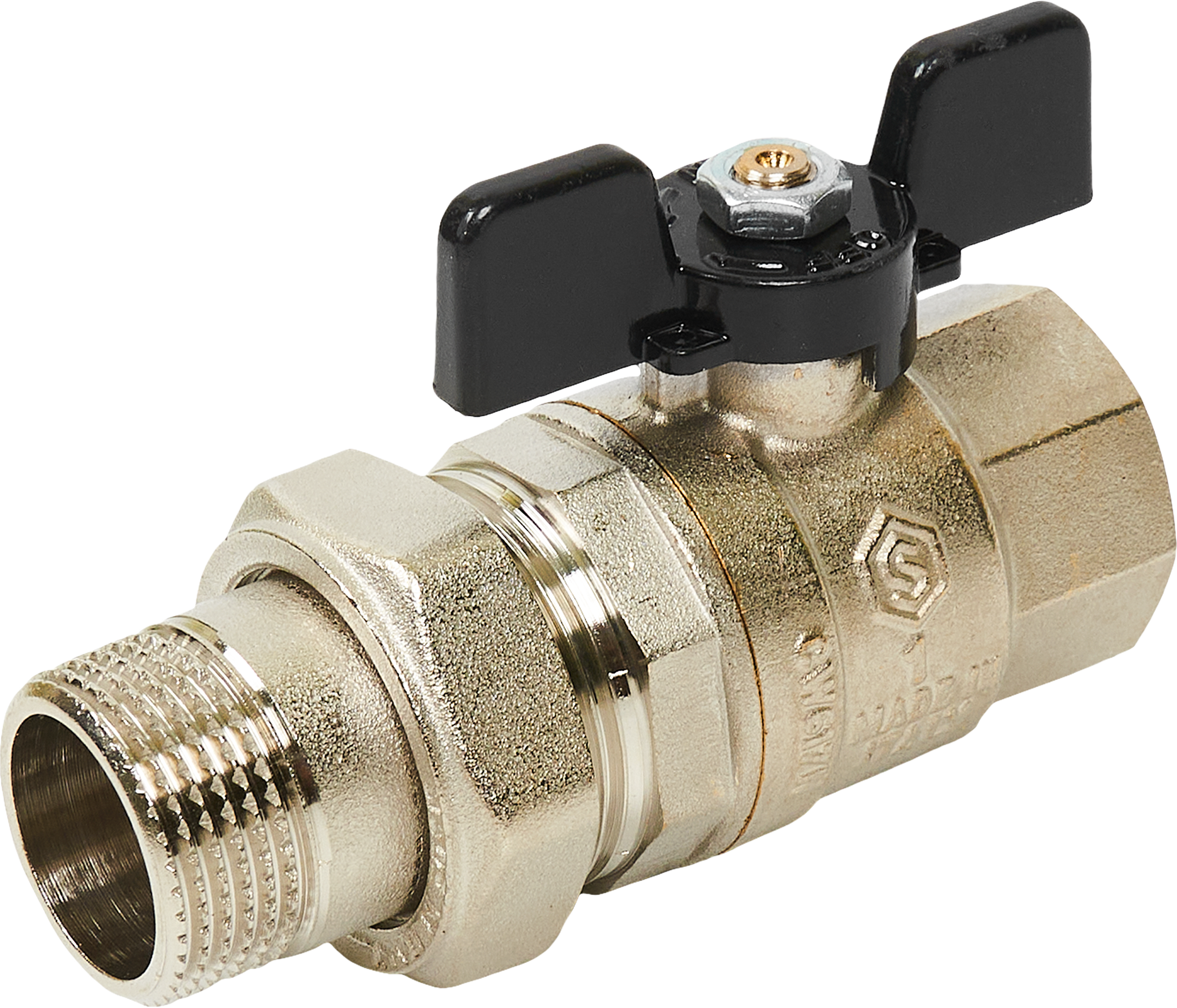 82275542 Кран шаровой 1 внутренняя-наружная резьба с американкой STLM-0023793 STOUT
