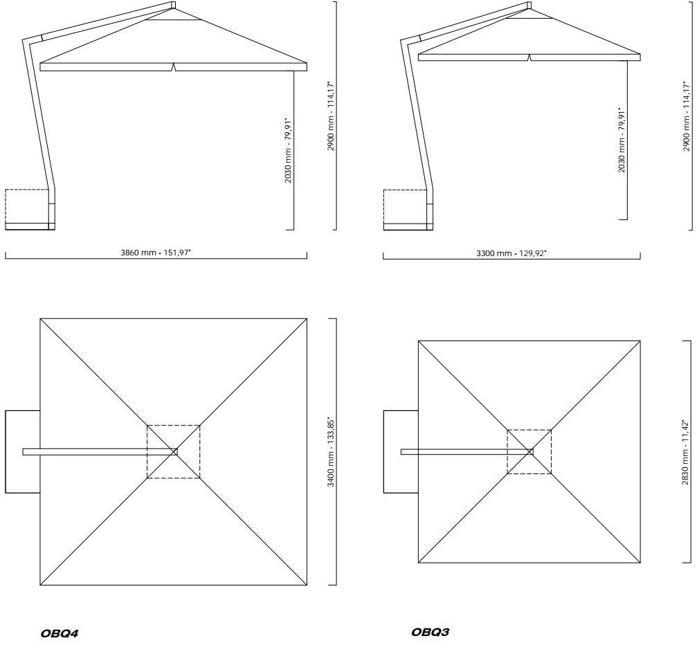 Coro Квадратный зонт из акриловой ткани с боковой стойкой sun-id-1509168 - Вид №1