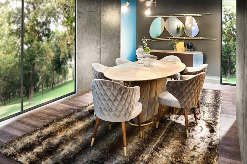 Former In Italia Овальный мраморный стол и основание со стеганой крышкой Brera sun-id-1452526 - Вид №4