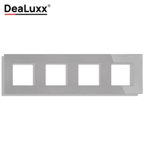 91708900 Рамка для розеток и выключателей Dealuxx 4 поста стекло цвет серый STLM-1118561