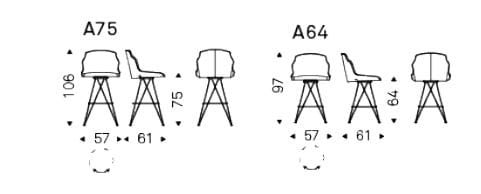 Высокий кожаный поворотный стул Cattelan italia Flaminia-Flaminio ARCH-00013954