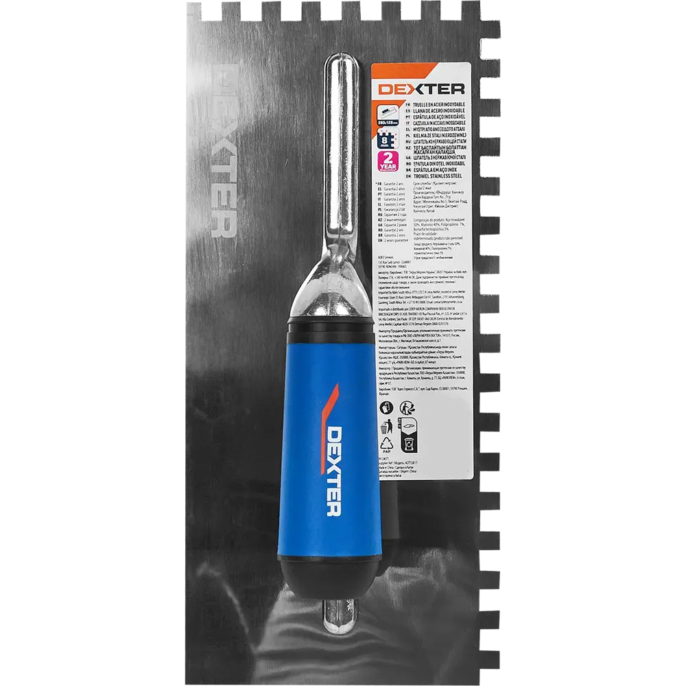 Гладилка зубчатая из нержавеющей стали Dexter AOTSS817 130x280 мм, зуб 8x8 мм STLM-2084549 - Вид №2