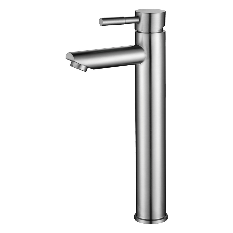 Смеситель д/ум MELANA-610102 Tondo нерж.сталь, однорычажный, сатин, литой излив - Вид №1