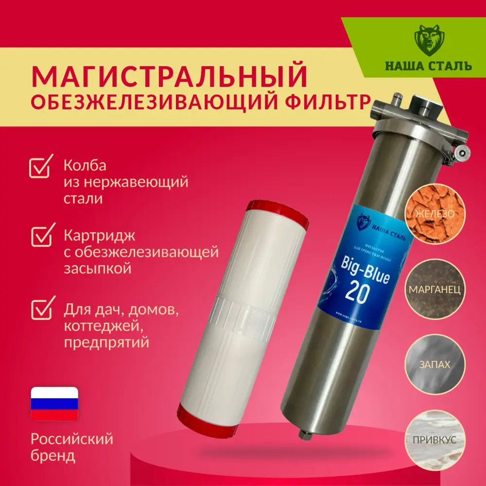 91323886 Фильтр для холодного водоснабжения (ХВС) Наша сталь BB20 1" НСЖБ20 STLM-0801631