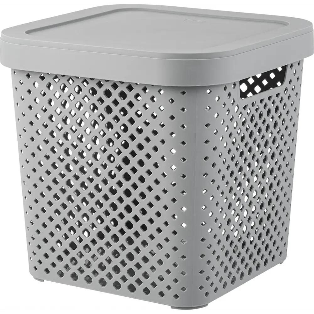 Корзина для хранения PLAST TEAM Mien серый с крышкой 31×30×31 см 89421607 STLM-1578417