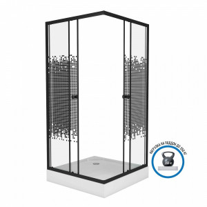 90639182 Душевой уголок Eco NG 009 14Q BLACK квадрат 90х90см хромированный профиль эффект стекла прозрачный STLM-0319984 NIAGARA