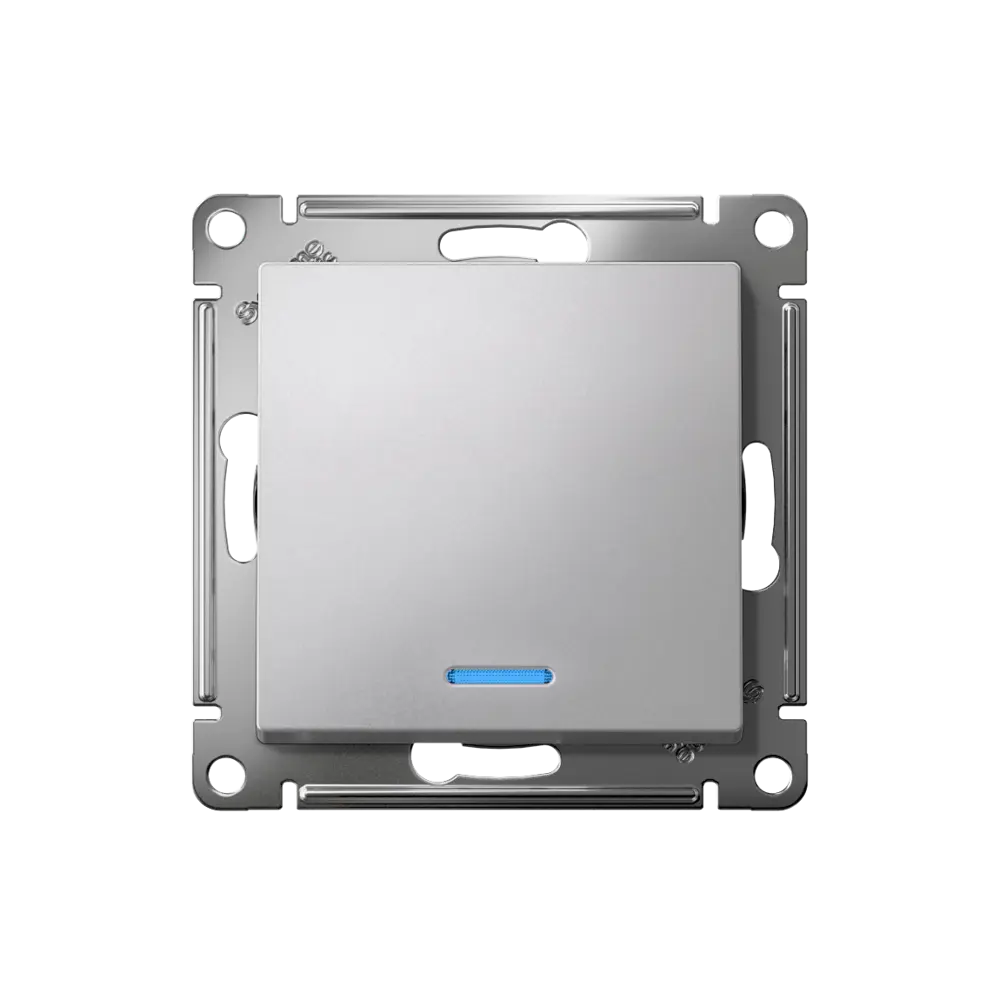 Выключатель встраиваемый Systeme Electric AtlasDesign 1 клавиша с подсветкой цвет алюминий 89457376 STLM-2204951 - Вид №6
