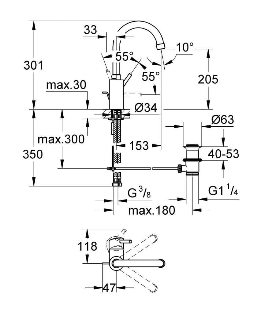 Смеситель для раковины с поворотным горлышком Grohe концепция ARCH-00144399 - Вид №2