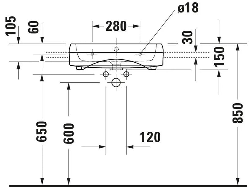 Керамическая раковина с переливом Duravit Qatego ARCH-00091721 - Вид №2
