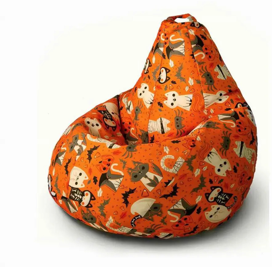91591679 Кресло-мешок Bean joy Хэллоуин кошки XxXXL 100x140x100 см цвет оранжевый STLM-0828577