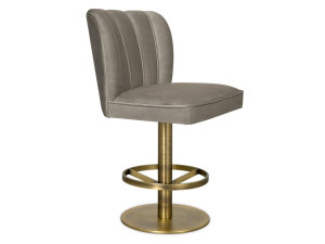 Высокий бархатный поворотный стул с подставкой для ног