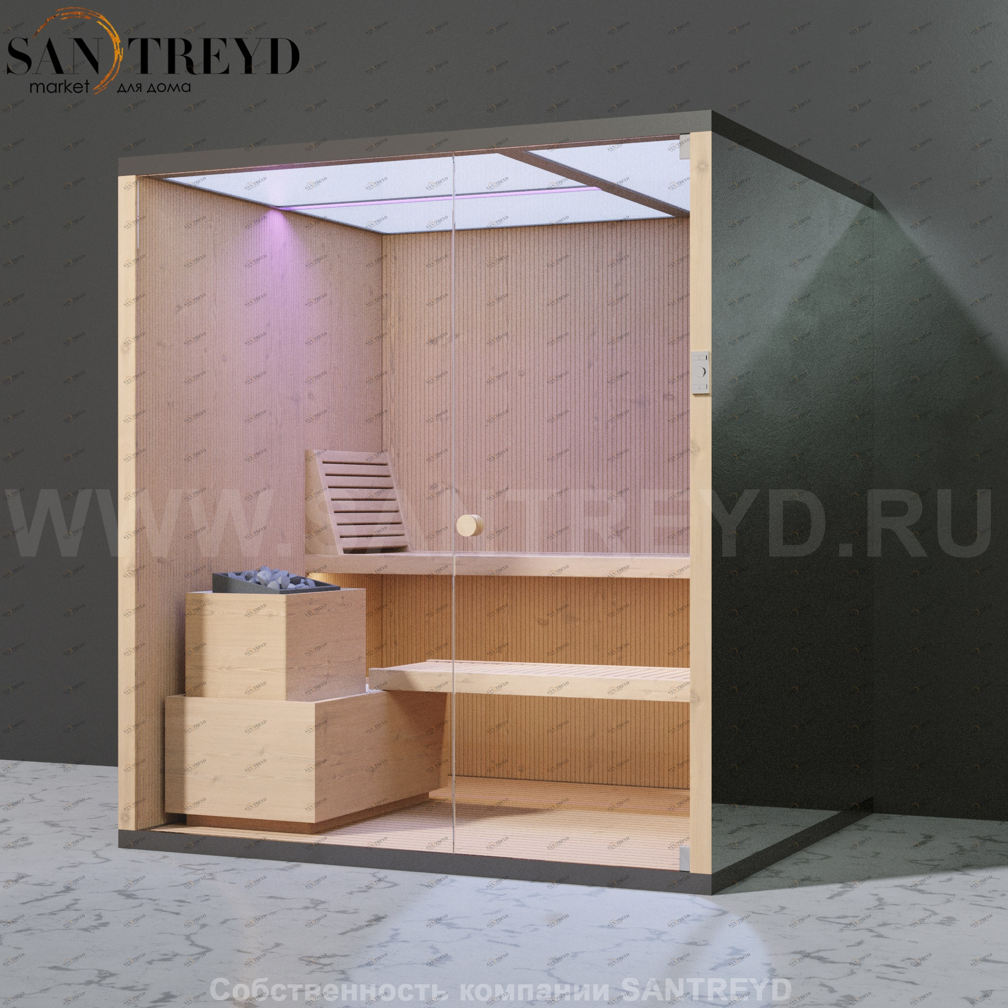 Effegibi BODYLOVE S BL20100007 Сауна. Установка: к стене. Мощность: 8 кВт макс. Размеры: длина 200 см, ширина 176 см. Отделка: канадский хемлок и зеркало.