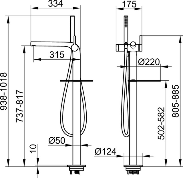 51527050100 Однорычажный смеситель для ванны KEUCO Edition 400 - Вид №2