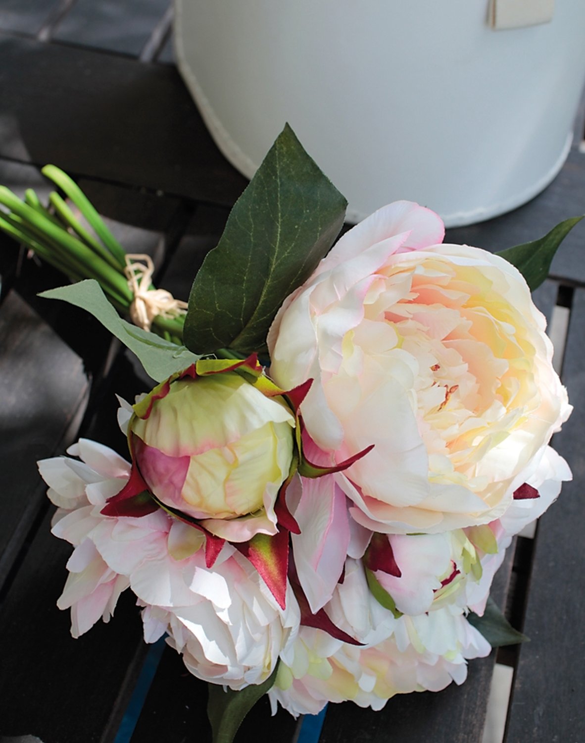 2618 753 a3 Пион шелковый, 6-кратный, 35 см, бежево-абрикосовый H-andreas  - Вид №3