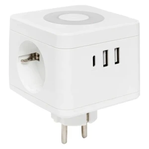 91324208 Разветвитель-ночник Ekf Куб 2 розетки 2 USB 2.4 А Type C цвет белый STLM-1117305