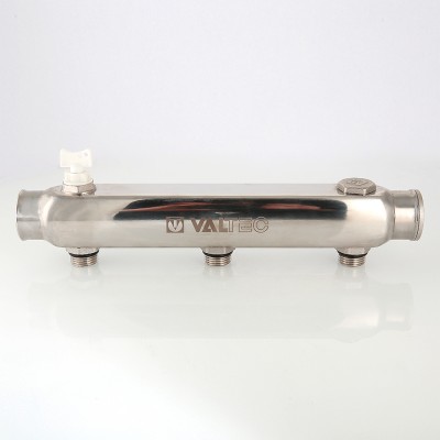 VTc.510.SS.060406 Коллектор из нержавеющей стали с межосевым расстоянием выходов 100 мм Valtec 1", 6 x 1/2"  - Вид №4