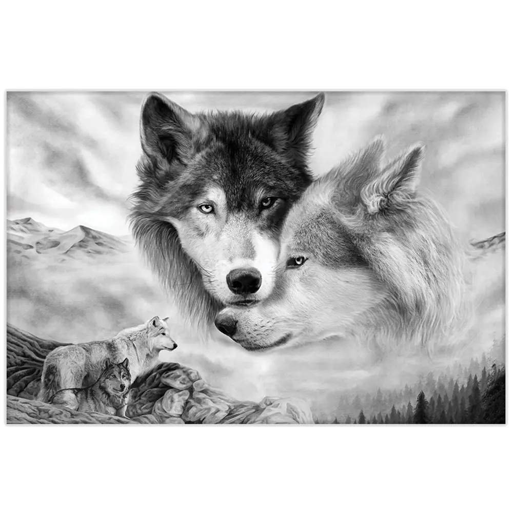 Santreyd Картина 'Волчья верность' - джутовый холст 110x70 см 87233217 STLM-0073551