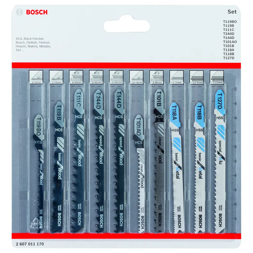 Набор пилок для лобзика по дереву и металлу Bosch 2607011170, 10 шт. 83497480 STLM-2028718 BOSCH PROFESSIONAL 