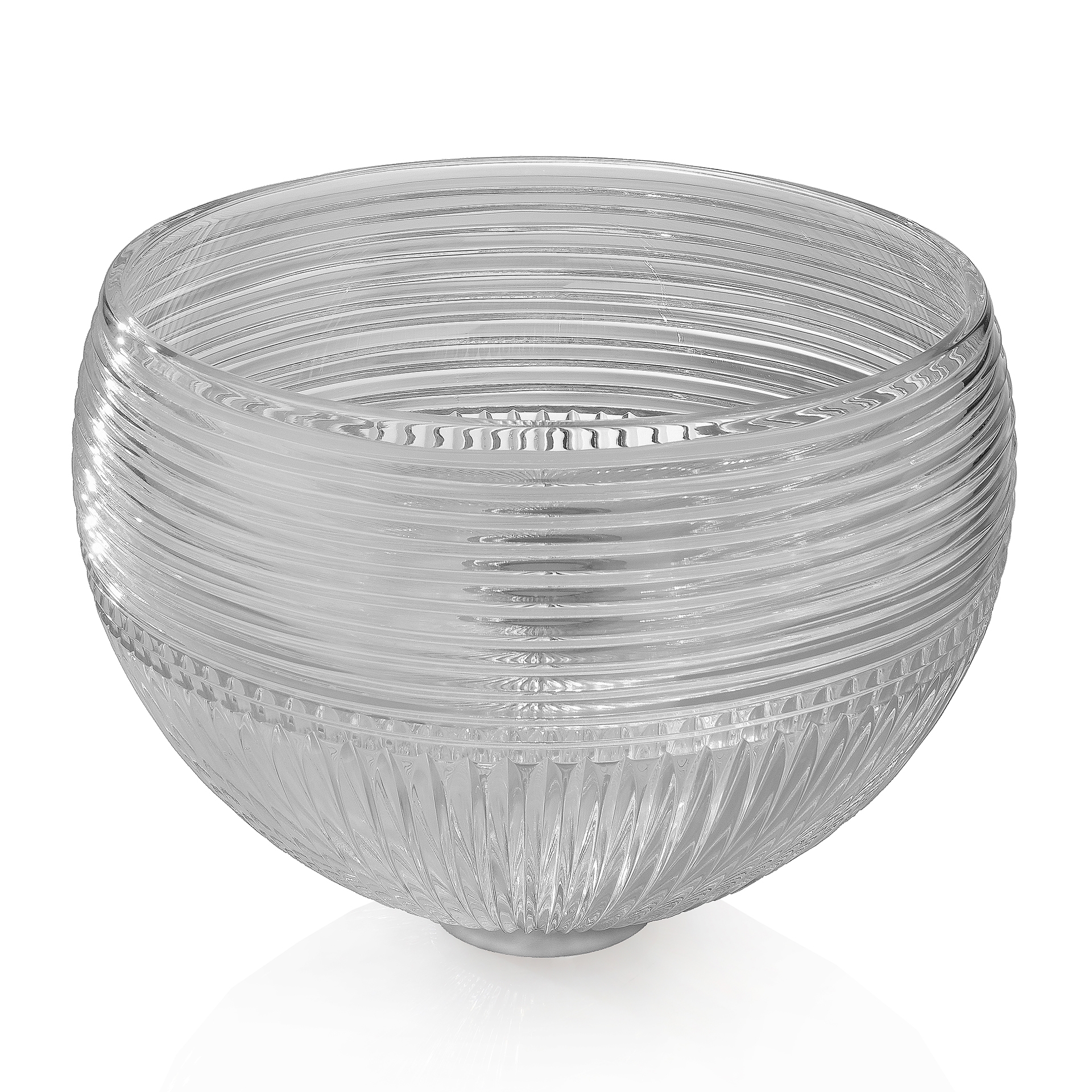 CBDON 3SC Умывальник из хрусталя 24% Pbo, выгравированный полностью вручную. Горизонтальные разрезы в верхней половине и вертикальные в нижней половине. Размеры: Диаметр см. 35 — ч. см. 24 Умывальник поставляется с латунным основанием и латунным сливом, д Treesseci 3SC CLASSICO