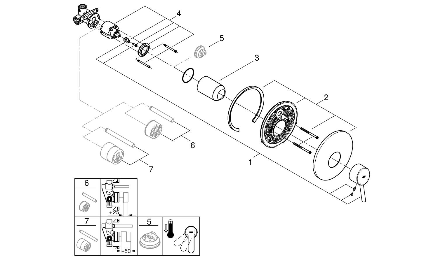Однорычажный смеситель для душа с пластиной Grohe концепция ARCH-00112918 - Вид №2