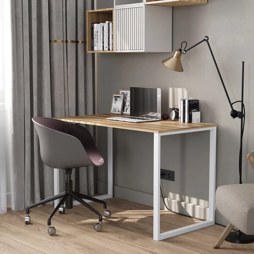 91633153 Офисный стол Weldwood Ясень 120x75x60 см дерево/металл цвет белый/ясень STLM-1076297