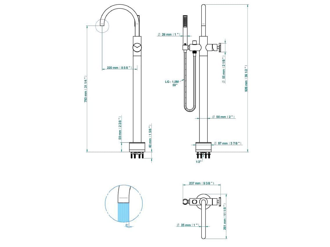 Смеситель для ванны THG Paris Yoko Delta ARCH-00043987 - Вид №2