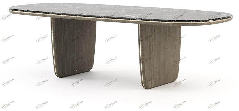 Laskasas Овальный стол из дерева и мрамора sun-id-1419486