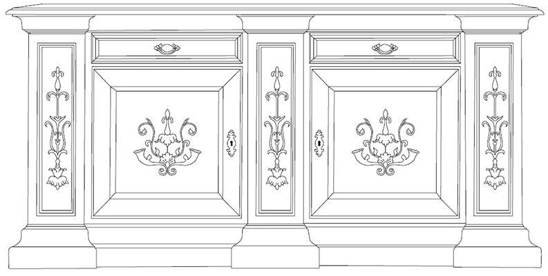 Arvestyle Буфет из массива дерева с распашными дверцами с ящиками Stile Ks-e500 - Вид №13