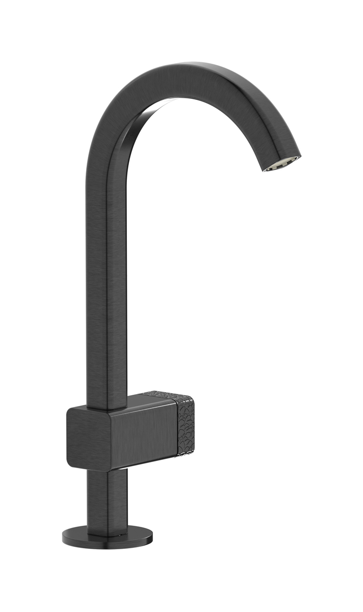 Монорычажный прогрессивный смеситель на раковину в комплекте с донным клапаном. WE ARE IB eo200cs_2 Brushed Black Chrome Elio