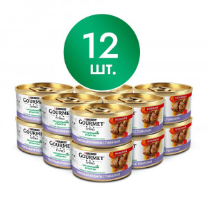 ПР0054764*12 Корм для кошек Натуральные рецепты с ягненком и с томатами, банка 85 г (упаковка - 12 шт) Gourmet