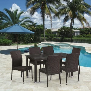 Мебель садовая из ротанга коричневая, стол и стулья на 6 персон Timli AFINA  130492 Коричневый