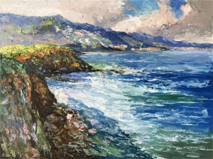 Картина на холсте 90х120 см "Прибой" EVENHOME КАРТИНЫ МАСЛОМ 129951 Голубой;зеленый;разноцветный