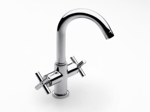 Смеситель для раковины из хромированной латуни с автоматическим сливом