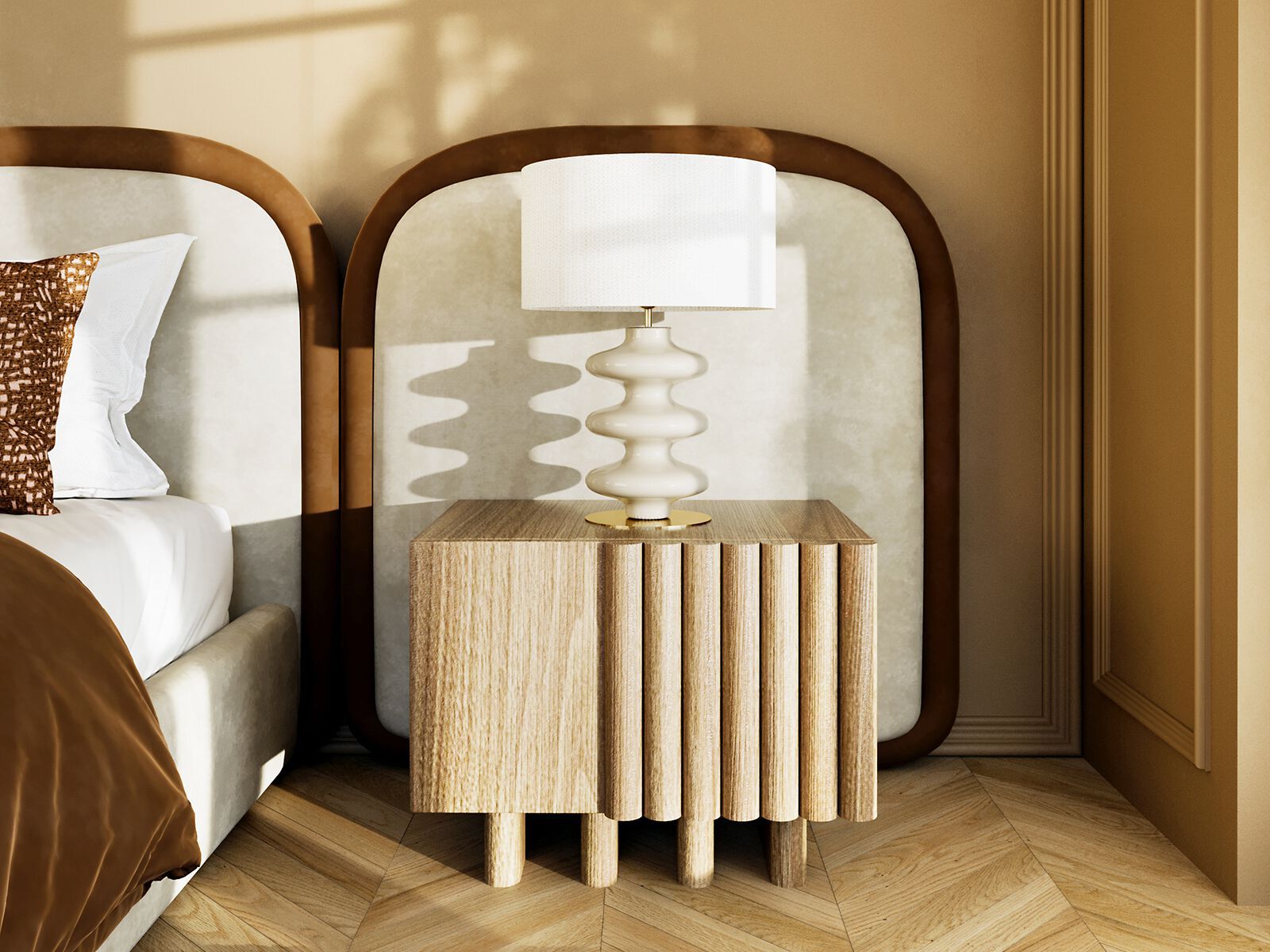 Деревянная прямоугольная тумбочка с ящиками ANA ROQUE INTERIORS ARCH-00046950 - Вид №1