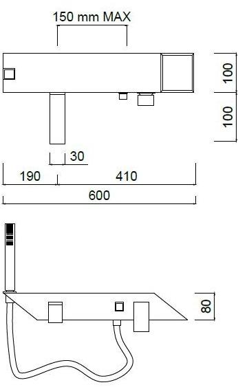 Rubinetteria Giulini Смеситель для ванны настенный с ручным душем Plp Fplp010b3 - Вид №1