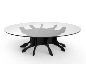 Березовый круглый низкий журнальный столик