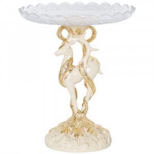 52091 BOGACHO Фруктовница-конфетница Лань Артемиды - 6 Айвори мрамор / стекло