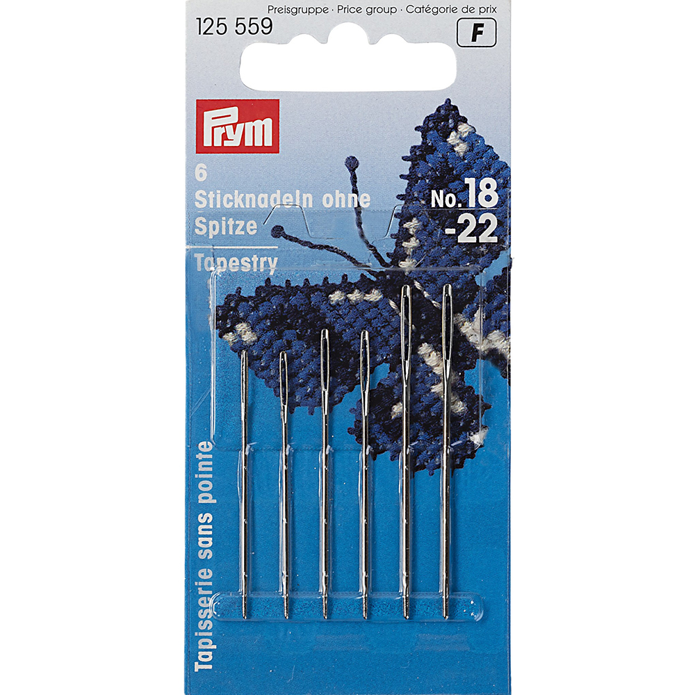 125559 Иглы для шитья ручные для вышивания №18-22 в блистере 6 шт. скругленное острие PRYM 