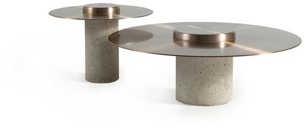 Roche Bobois Низкий круглый журнальный столик из алюминия и бетона sun-id-1360678 - Вид №2