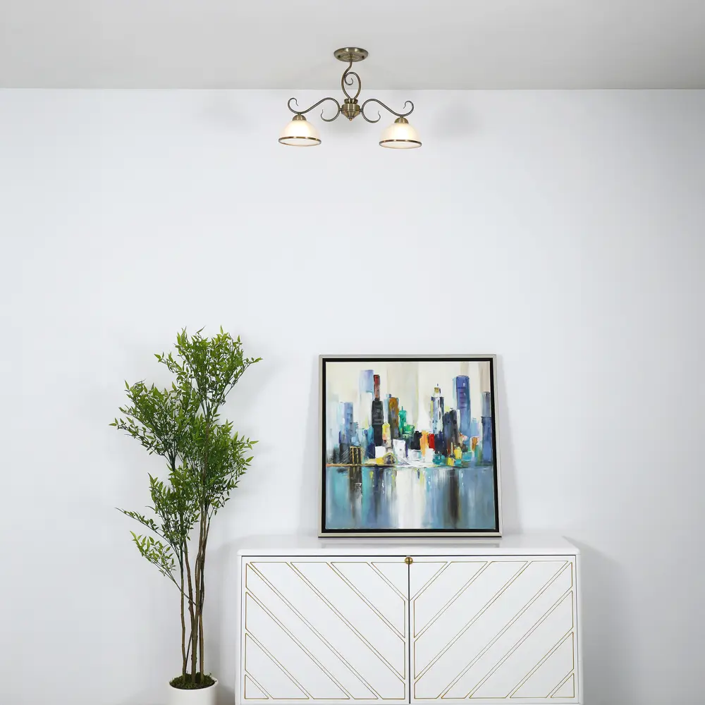 Люстра на штанге Palatino 2 лампы 8 м² цвет бронза SCHAFFNER STLM-2129661 - Вид №10