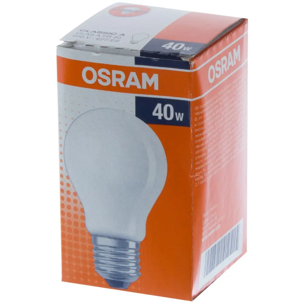 Лампа накаливания Osram шар E27 40 Вт свет тёплый белый STLM-2015509 - Вид №1