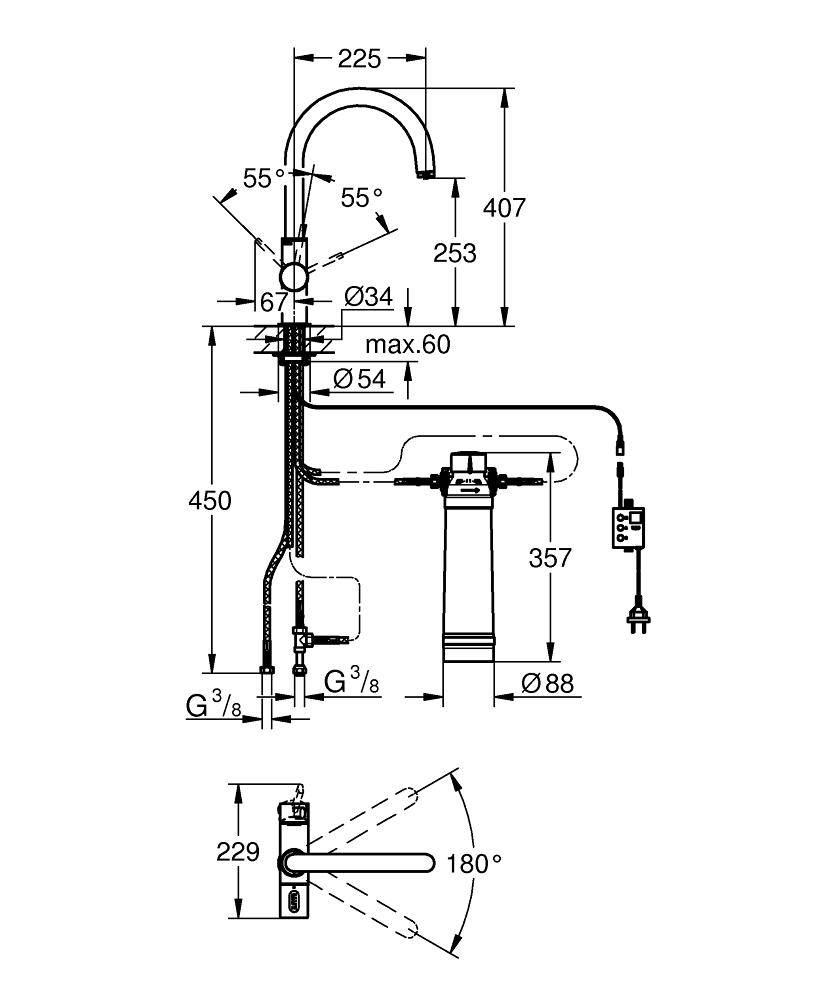 33249DC1 Комплект со смесителем для кухни Grohe GROHE Blue суперсталь - Вид №1