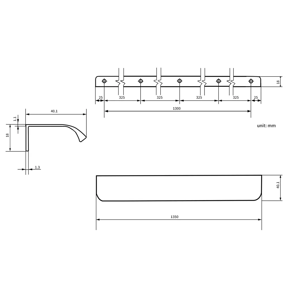 Мебельная ручка-профиль Лион белый 1350 мм AKS STLM-2082251 - Вид №5