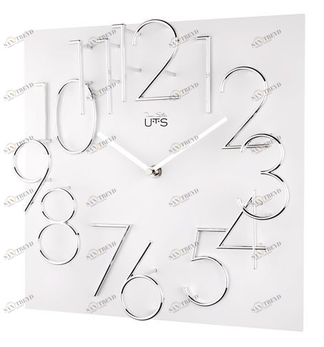 Часы настенные белые квадратные Tomas Stern 8036 White TOMAS STERN ДИЗАЙНЕРСКИЕ 00-3872741 Серебро 
