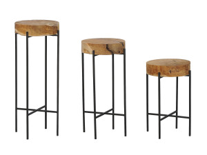 Набор круглых садовых столиков из тикового дерева