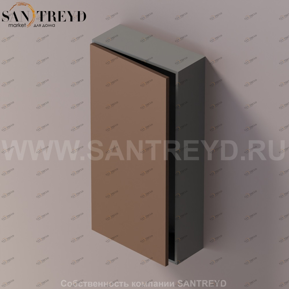 LIFT Модульный шкаф 80 см с левой дверью на доводчиках. Модули могут располагаться горизонтально и вертикально. Отделка: темно-серая краска и темная бронза. AMOB052BRLGSX Agape